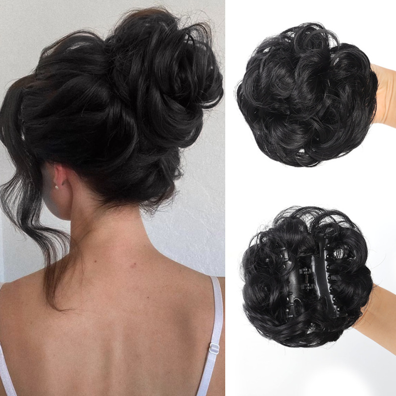 Messy roll hair bun grab clip ball head hair ring hair donut bun high temperature fiber wig factory wholesale