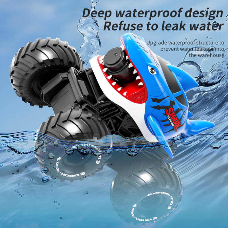 Cross-Border New Model Shark Water-Jetting Remote Control Car for Boys, Electric Toy with Dual Control, Automatic Water Absorption, Off-Road Amphibious Vehicle Cross-Border New Model Shark Water-Jetting Remote Control Car for Boys, Electric Toy with Dual Control, Automatic Water Absorption, Off-Road Amphibious Vehicle