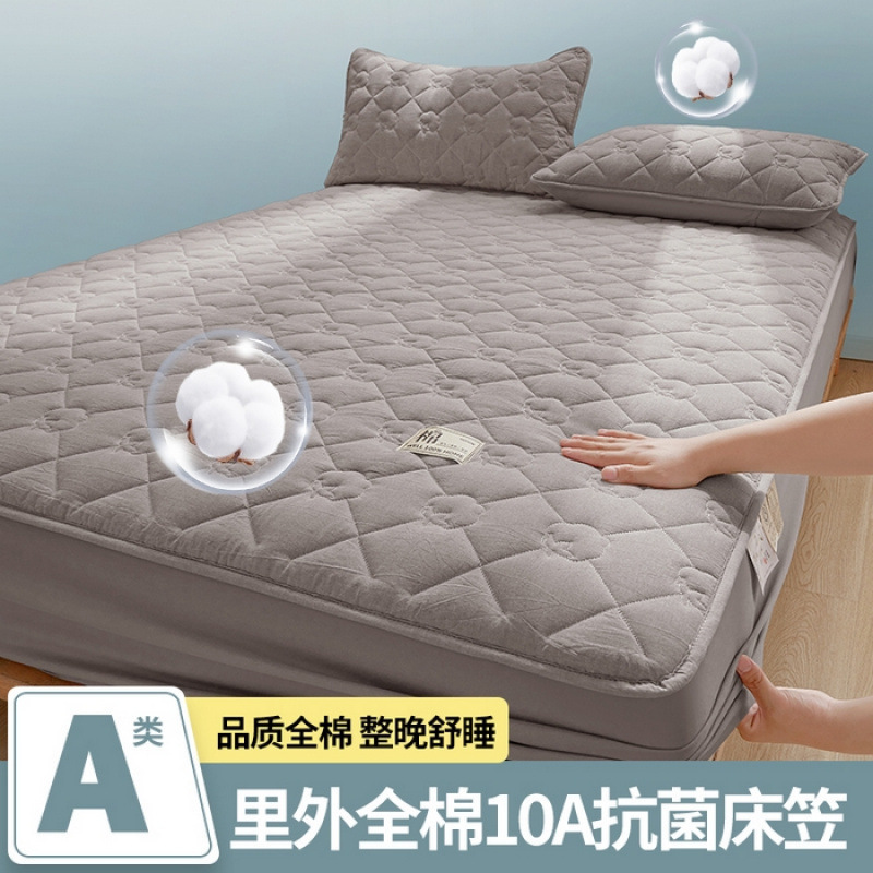 100% 純綿ベッドシーツカバーシングルピース厚みのあるキルティングオールインクルーシブマットレスプロテクター滑り止めベッドシーツカバーベッドカバー|undefined
