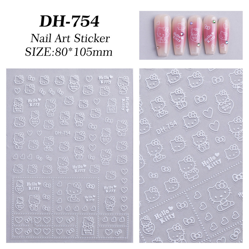 かわいい KT 猫ネイルアートステッカーフラット粘着裏地付き hellokitty ハローキティネイルデカール装飾品 DH754|undefined