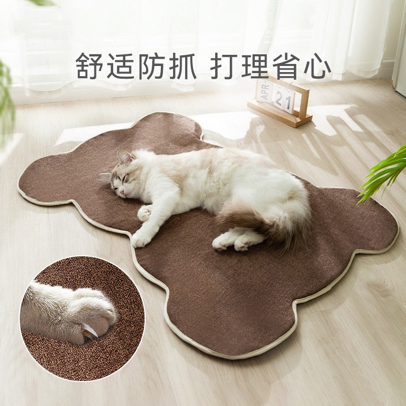 Estera del gato de piel antiadherente resistente a las manchas para dormir nido de gato de verano estera del piso del gato perro estera para dormir mascota cuatro estaciones de dibujos animados gato rascarse estera