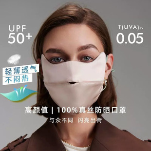 Heavy Weight 22 Mumi 100% Mulberry Silk Cat Ear Silk Sunscreen Mask to Protect Eye Corners for Female Doctors and Artists to Prevent Uv Rays