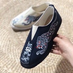2020 New Linen Shoes Soft Sole Summer Lazy Shoes Slip-on Breathable Cloth Shoes Retro National Style Men's Shoes