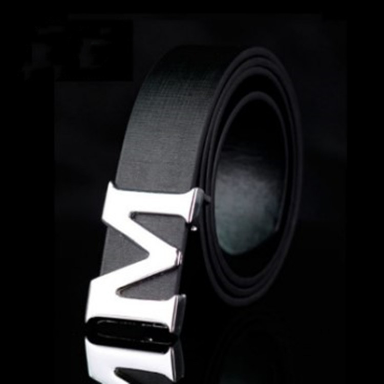 Elegant Men's Smooth Buckle Belt, Fashion Alloy Letter Belt_voghion.com