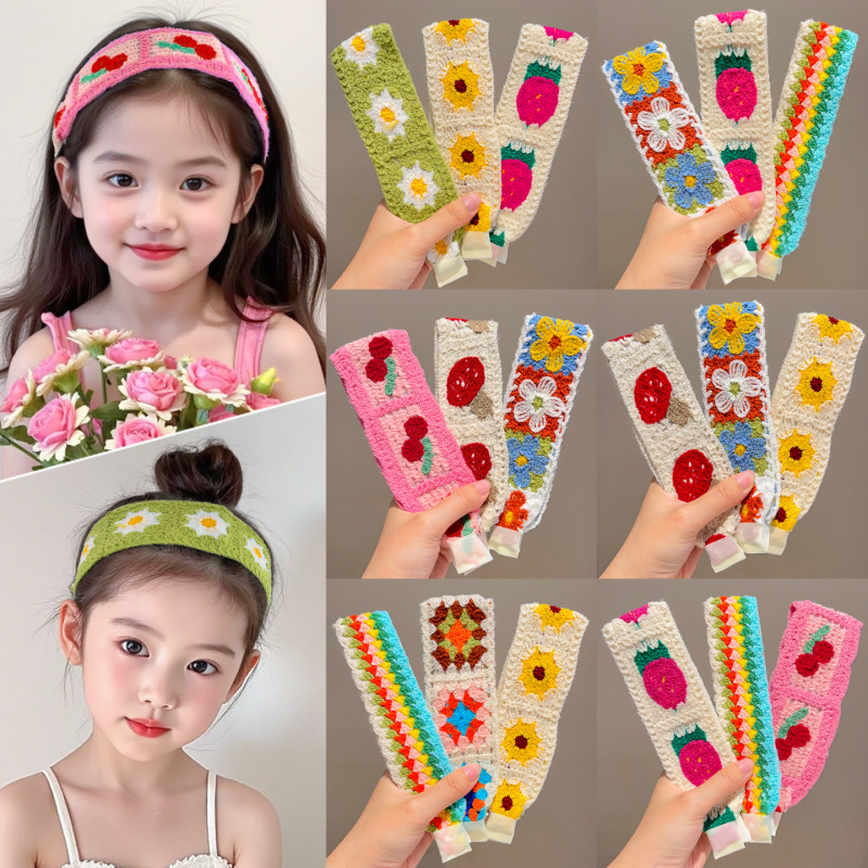 Children's Bangs Patch Knitted Hair Patch for Girls, Non-Damaging Hair Extension, Widened Magic Tape Hairband for Girls, Hair Tidying Tool