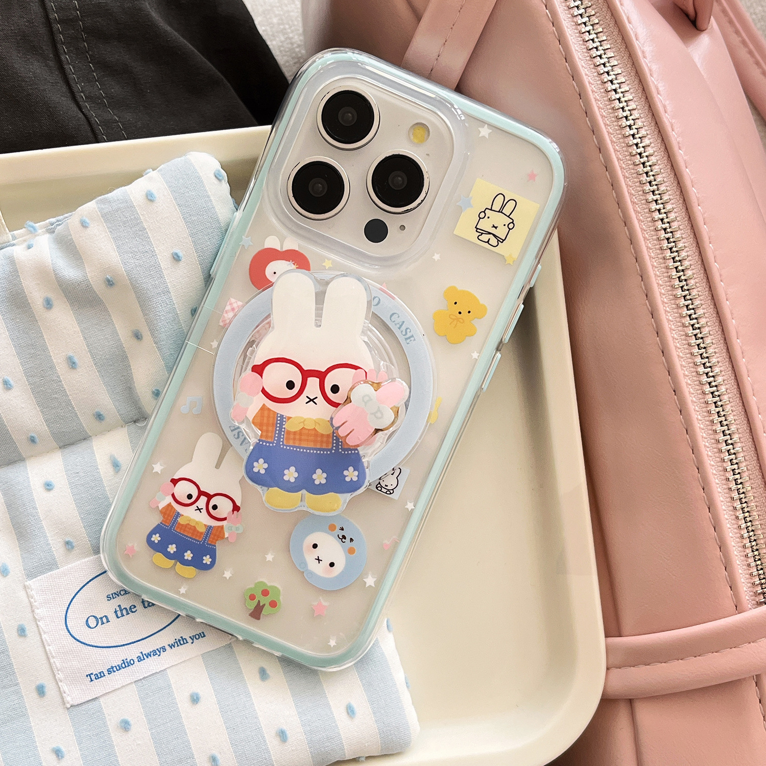 Divertido y lindo conejo dos en uno para Apple 16ProMax funda para teléfono móvil 15Pro lindo 14/13 chica 16