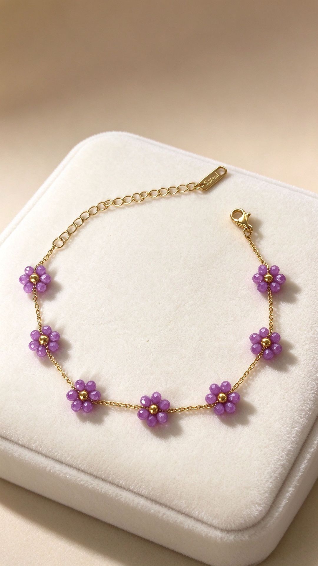 Boemia transfronteriza collar de cuentas pulseras tobillas hechas a mano niña pequeña flor perlas de vidrio titanio conjunto de joyería de acero image 9