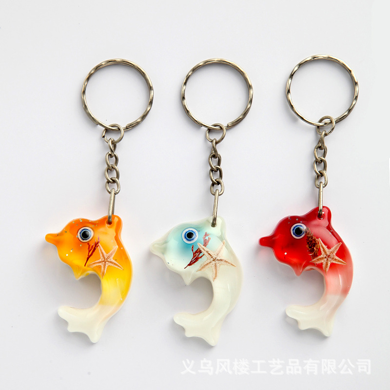 Llavero con conchas y estrellas de mar, recuerdo creativo de playa, venta directa de fábrica