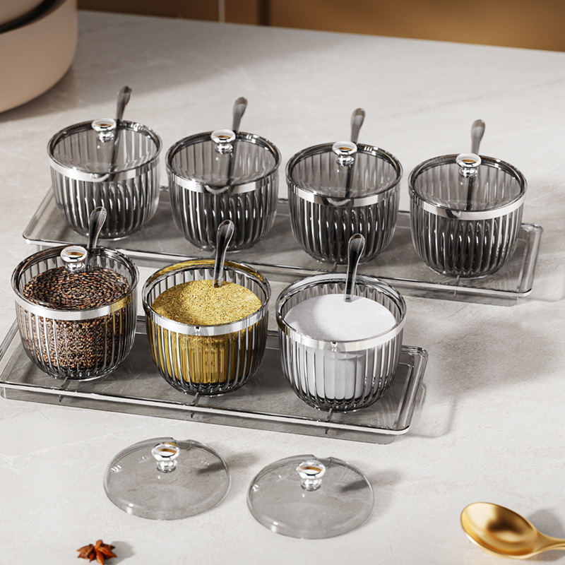 歐式輕奢調料盒調料罐商用家用組合套裝調味罐一體收納塑料調味盒