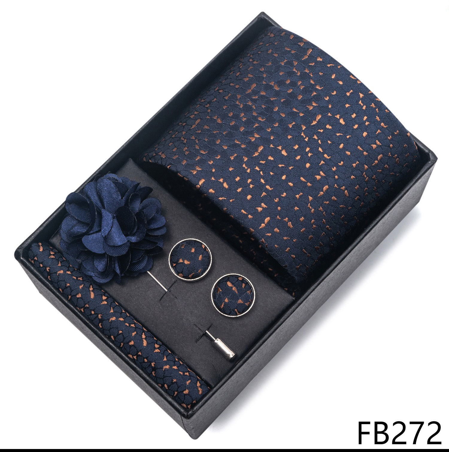 Hochzeits-Bräutigam-Feier Weinrote Krawatte, Herrenanzug-Manschettenknöpfe, Brustblumen-Accessoires-Set-Box_voghion.com