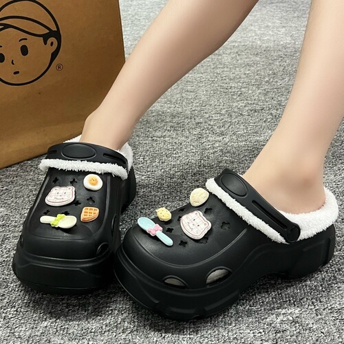 Women's Autumn/Winter New Thicker Felt Shoes with Holes, Heel Lift, Warm and Cozy, Plush Inner Sole, Outer Wear for Wholesale