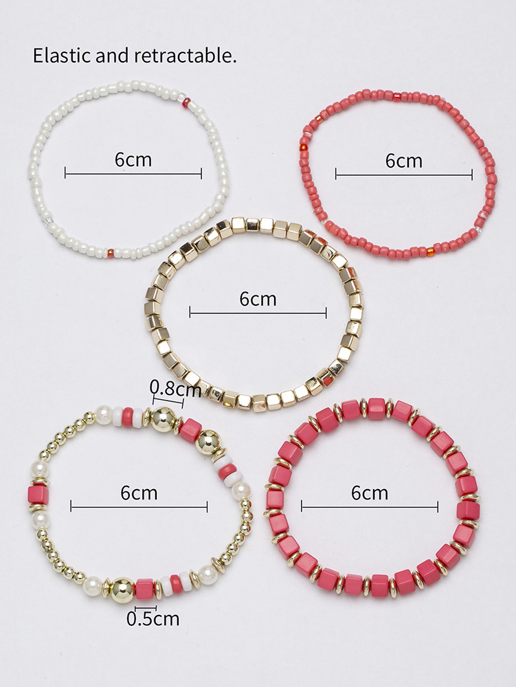 20g Weight Acrylic Pendant Material Bracelets Classification Alloy Chain Material 1 Set Quantity Holiday, Daily, Street Occasion Alloy Material Geometric Pattern Unisex Gender Beaded, Plating Design Retro Style Retro Geometric Alloy Beaded Bracelets Wholesale 无