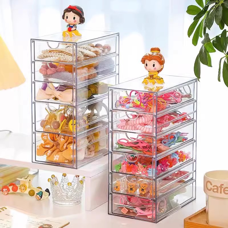 透明防尘首饰发饰桌面收纳皮筋发夹抓夹大肠圈梳妆盒大容量饰品盒