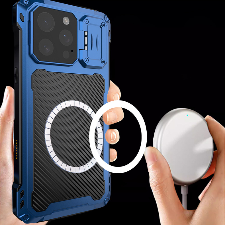 Ốp lưng điện thoại chống sốc kim loại có nam châm, đế gập, chống rơi vỡ, tương thích iPhone 14-17, Samsung S23-S26 Ultra — Đen, Xanh dương, Bạc, Đỏ rượu chi tiết 13