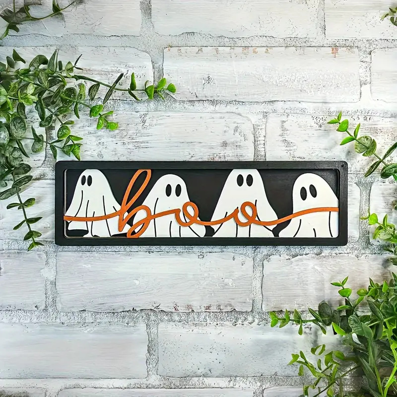 クロスボーダー新製品ハロウィンホワイトゴーストBOO木製装飾品ホームデコレーションパーティーセンターデスクトップ装飾品|undefined