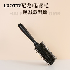 Boar bristle half wooden roller comb blow styling hair comb air bangs curling comb inner buckle cylinder comb