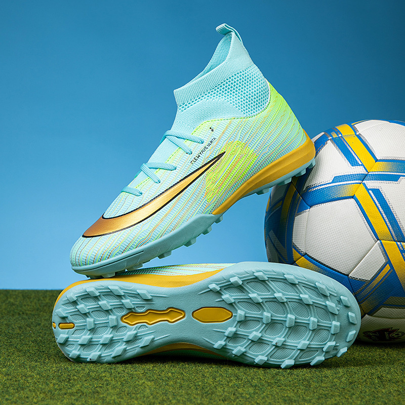 Zapatillas de Fútbol de Cuello Alto para Niños TF y AG TPU y Caucho Transpirable para Césped