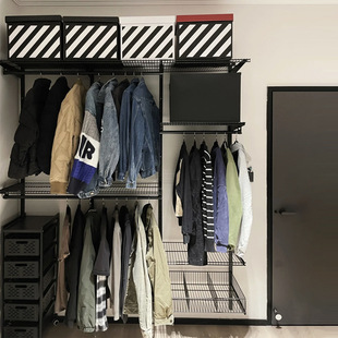Customized Open-Style Metal Walk-In Closet for the Whole House, Wall-Mounted Wardrobe for Home Use, Factory Wholesale, Minimalist Style