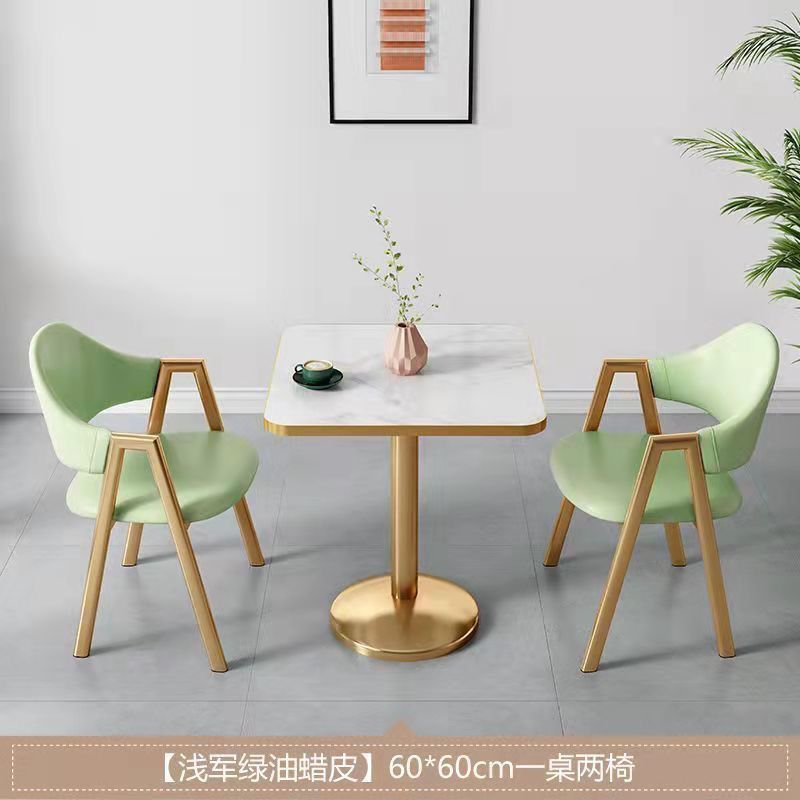 Combinación de mesa y silla de comedor de lujo ligero, apartamento pequeño, tienda de té con leche, cafetería, apartamento, balcón del hotel, recepción de ocio, mesa cuadrada pequeña