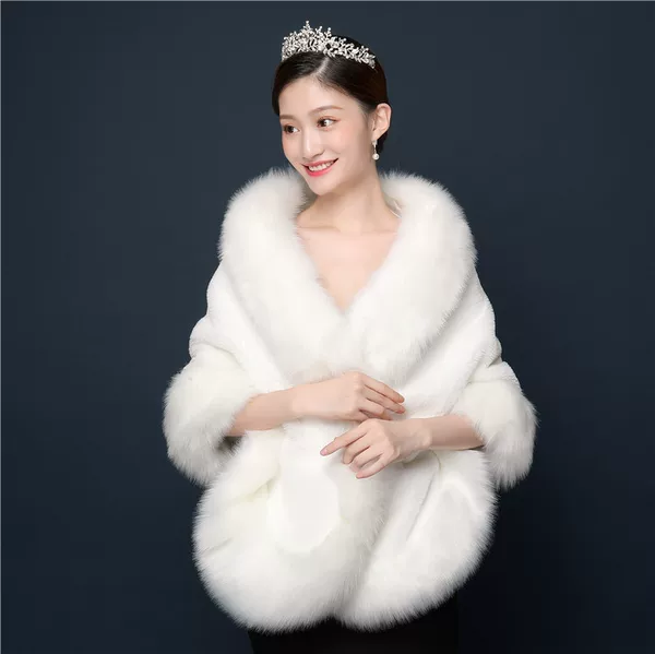 Foreign trade autumn and winter thickened and enlarged faux fur warm scarf coat, bridal and bridesmaid wedding dress, cheongsam, fur shawl