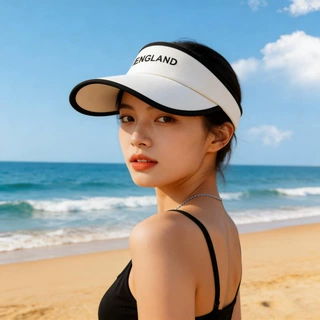 防晒帽子女夏季骑车出游休闲百搭显脸小可扎马尾空顶大帽檐遮阳帽