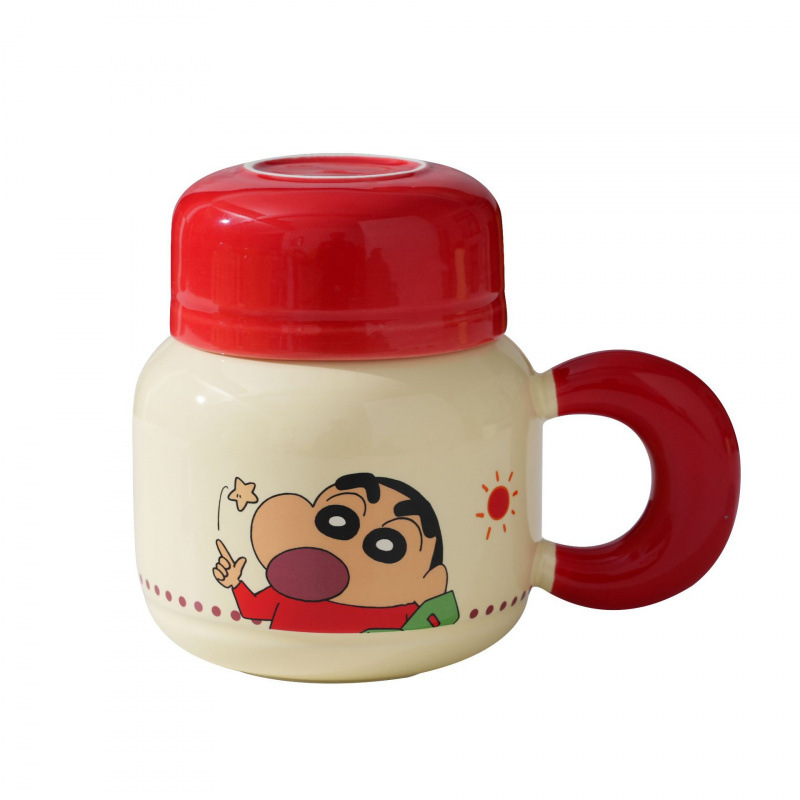 Crayón pequeño nuevo tarjeta de cerámica dormitorio hogar de alto valor con tapa pareja regalo de cumpleaños taza de agua de gran capacidad taza