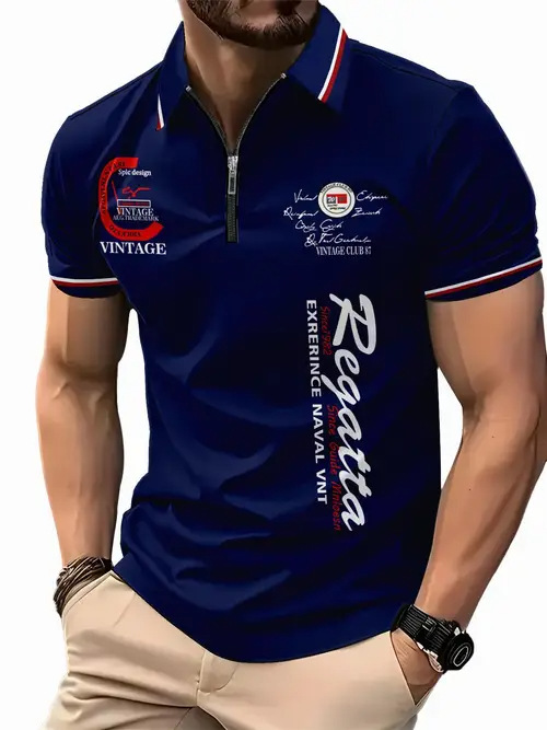 2025 nuevo estilo europeo y americano transfronterizo Amazon casual todo-fósforo patrón de bandera de manga corta cremallera camisa POLO MB13