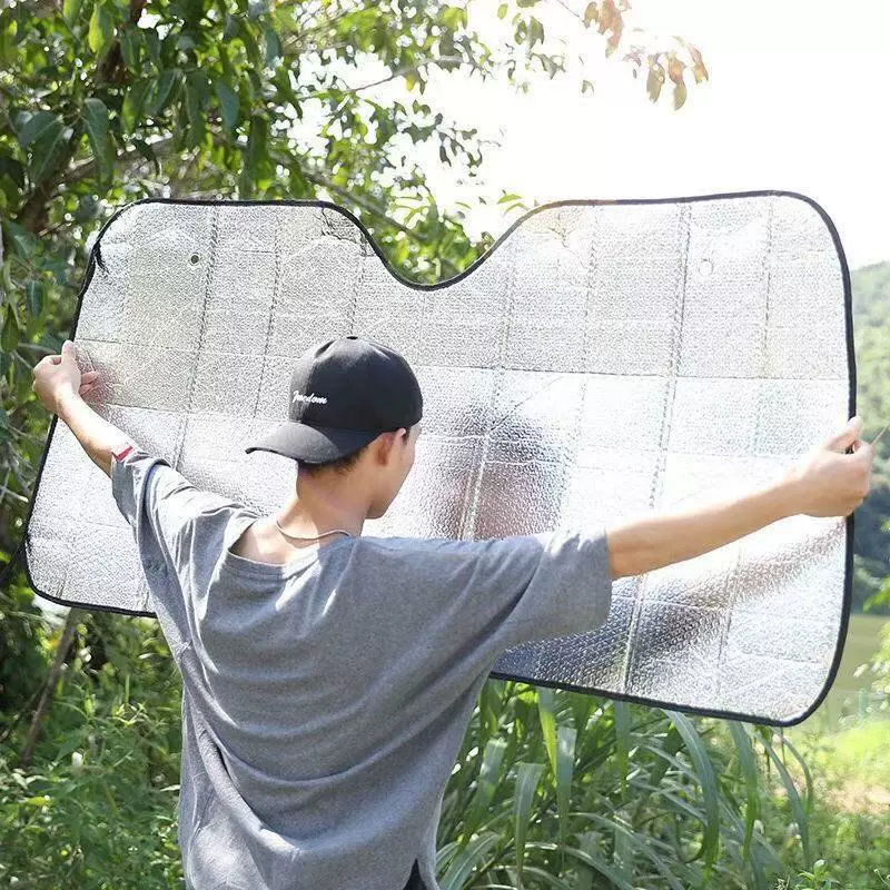 Car aluminum foil sunshade, sun protection and heat insulation double-sided summer bubble thickened car front glass windshield visor