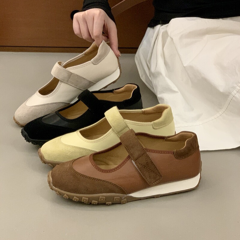 跟高2.5cm~复古圆头魔术贴玛丽珍鞋女2025秋软底休闲芭蕾厚底单鞋|undefined