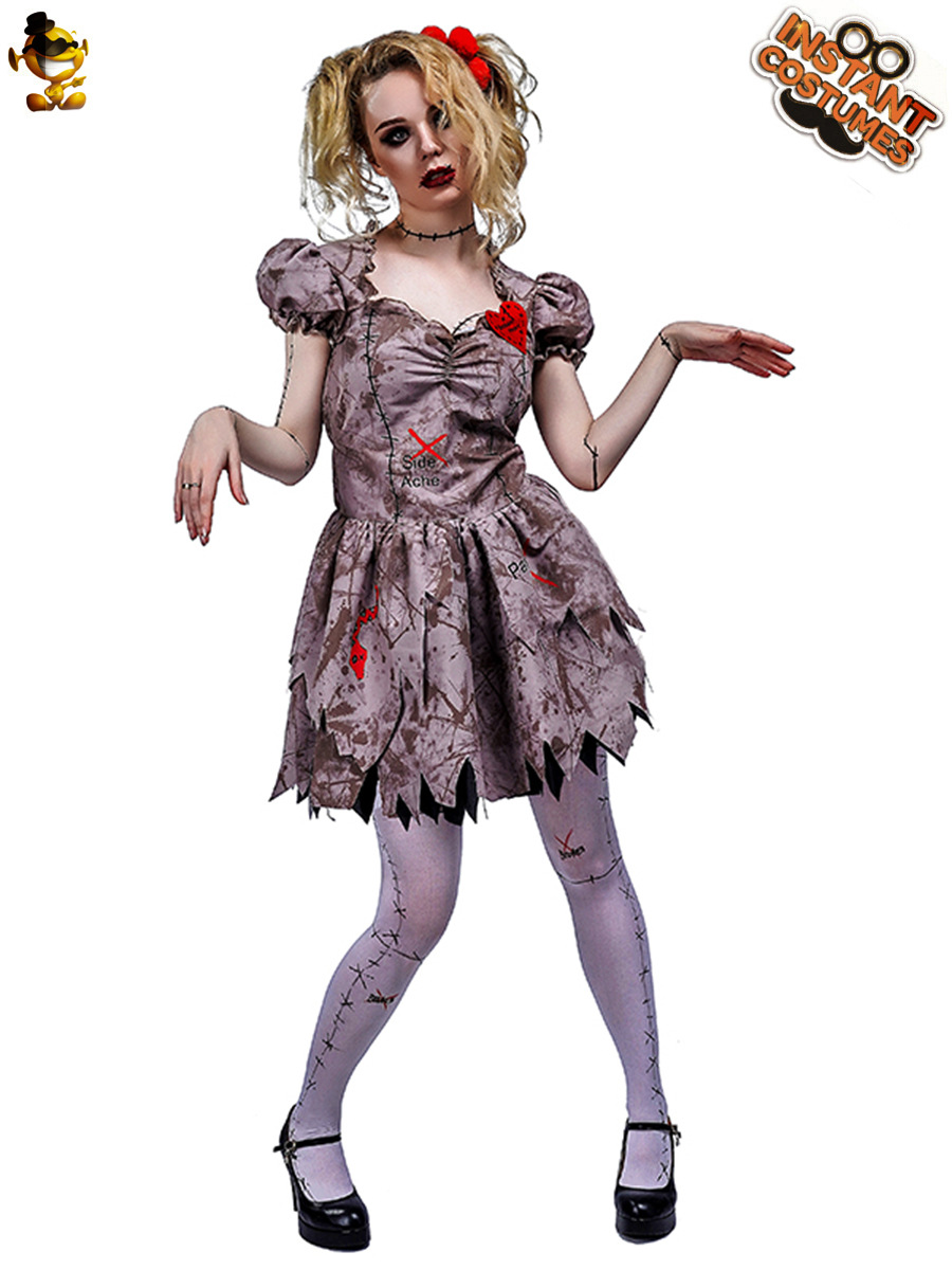 Mujeres adultas horror sangriento Zombie línea payaso traje de Halloween Cosplay traje del funcionamiento de la etapa