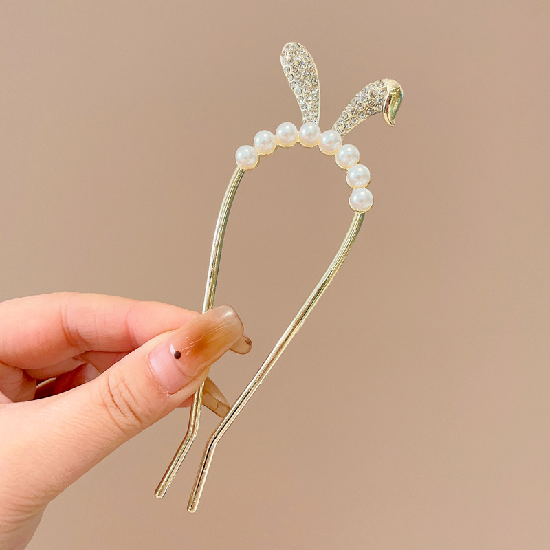 Papillón de cristal de alta sensación en forma de U pinzas de cabello pinzas