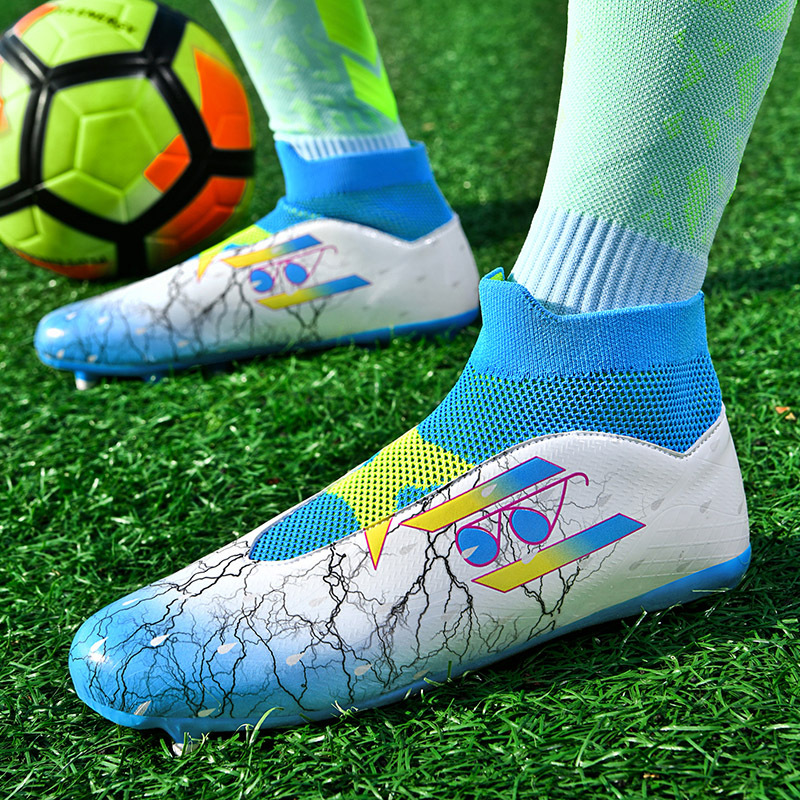 Fußballschuhe ohne Schnürsenkel und gratis Socken Trainingsschuhe für Jungen FG Ärmelstollen_voghion.com
