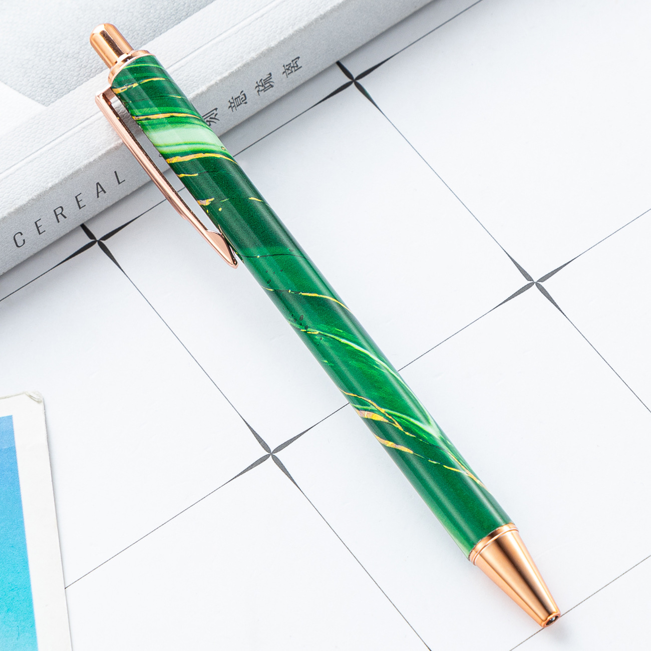 Nuevo empuje bolígrafo patrón de impresión de transferencia de calor simple prensa publicidad pluma estudiante creativo lindo escritura pluma de metal