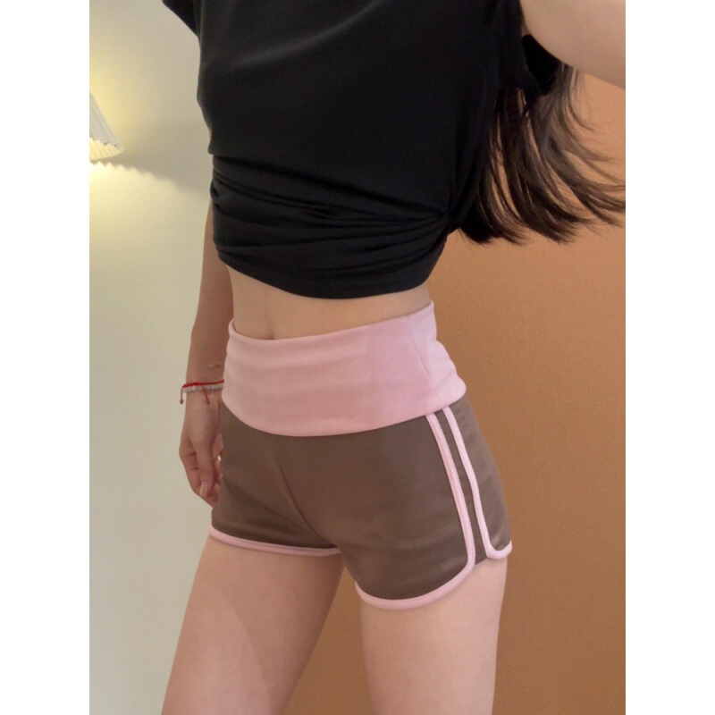 Pink Coffee-Colored Sports Shorts for Women, Summer Thin Style, Petite Size, Running Casual Style, Slim Fit, Hot Girl American Style Hot Pants