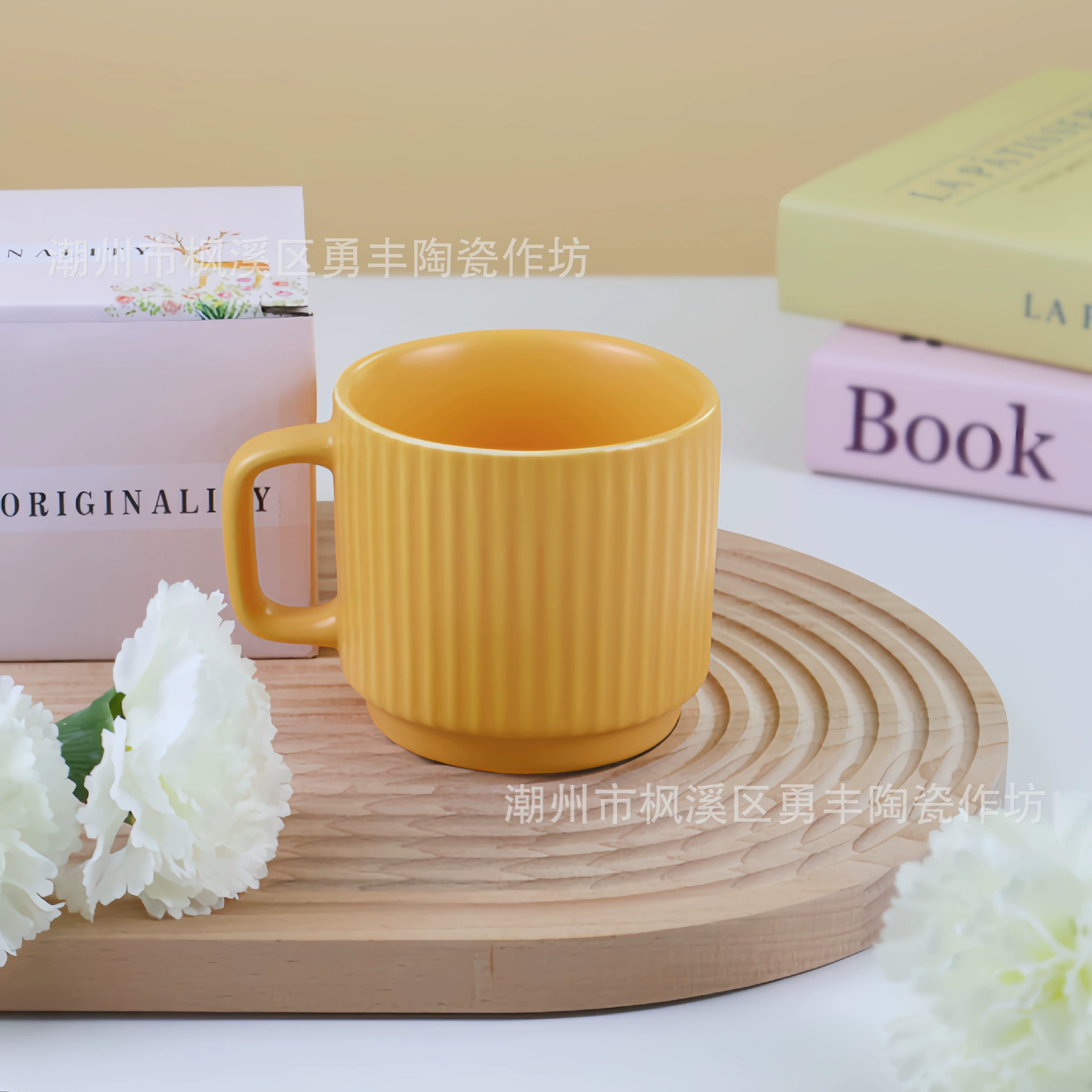 Vertical Ceramic Mug, 201–300 ml, Striped Couple Gift Set, Multiple Colors