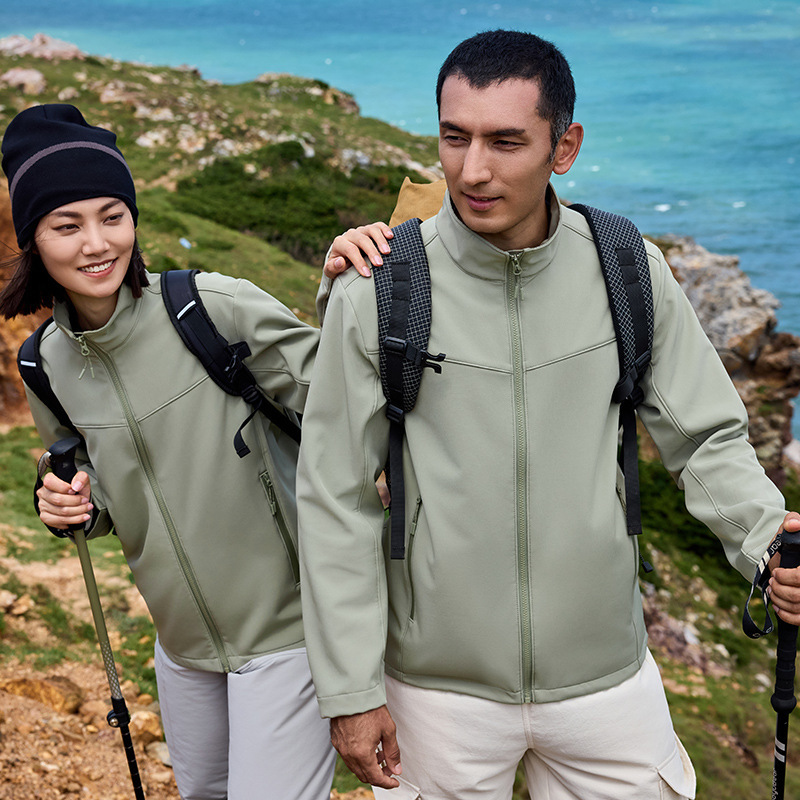 Stand Collar Soft Shell Jacket Men's Autum New Hooded Jacket Outdoor Mountaineering Windproof Sun Protection Windbreaker Thin Sports Top