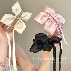 バレエスタイル韓国サテンリボン猫耳リボンバナナクリップ女性の甘いプリンセスサメクリップヘッドバンドヘアアクセサリー