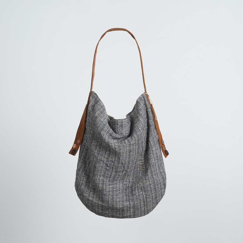 25 New Niche Designer D-Made Linen + First-Layer Cowhide Shoulder Strap Large-Capacity Versatile Lazy Style Shoulder Bag