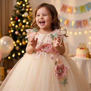 (Wholesale), three dimensional dress, small princess costume, flowered, tulle, Lolita style, Birthday gift