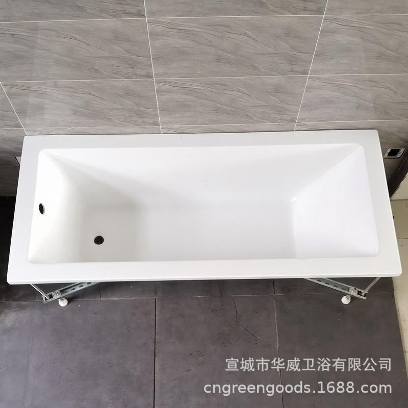 Exported to the Middle East and Israel, High-Quality Acrylic Rectangular Built-In Engineering Standard Bathtub with C-Shaped Steel Bracket