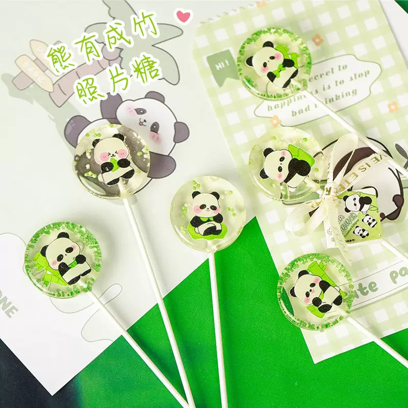 脱普学生零食糖果可爱卡通造型熊猫无蔗糖熊有成竹棒棒糖工厂批发