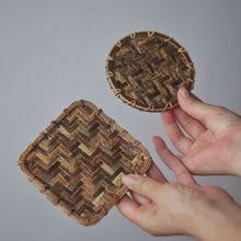 手工竹编编织紫竹杯垫茶具养壶垫竹编织隔热垫茶道竹制品工艺品