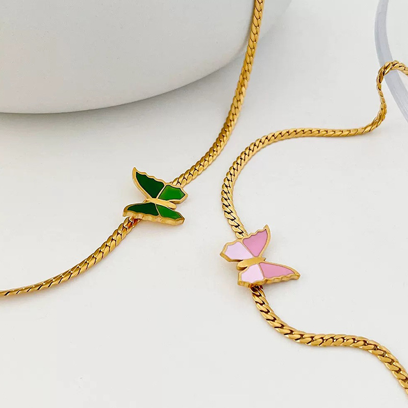 10g Weight Necklace Classification Sweet Butterfly Titanium Steel Necklace 1 Piece