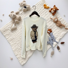 明星同款拉夫纯棉针织衫秋冬圆领棉小熊卡通休闲2025新款南油欧货