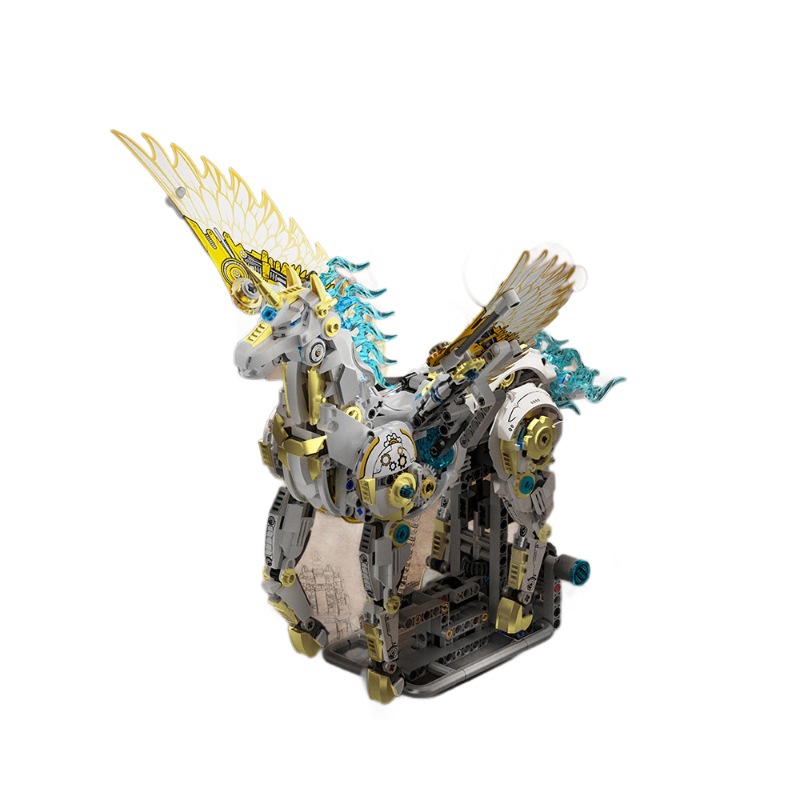 13106 modelo de montaje de unicornio mecánico con iluminación de bloques de decoración puzzle de alta dificultad tecnología de moda