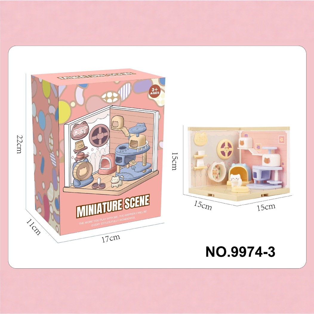 Children's Pretend Play Toys Miniature Scene Pretend Play DIY Handmade Dessert Pet House Music Room Pet House Cat