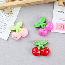 笑脸小号樱桃 树脂配件 服饰贴片材料 diy手工儿童发饰品配件