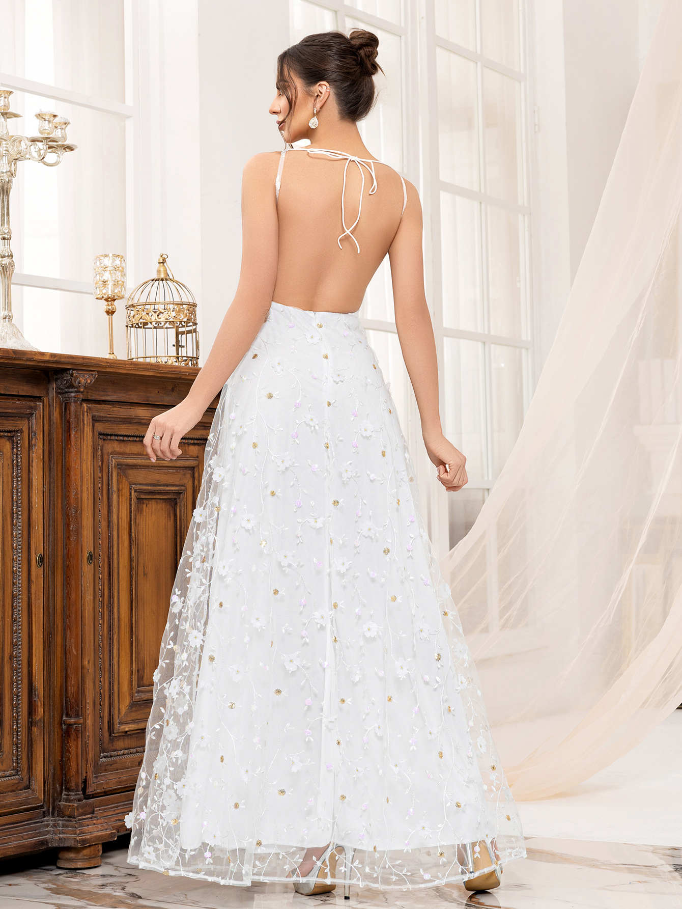 Vestido de novia con tirantes vestido de noche para mujer 2025 nuevo banquete de lujo ligero regalo para adultos anfitrión de la reunión anual vestido de noche de alta sensación