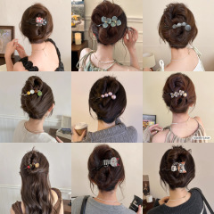 韩系不硌头扭扭夹女生气质半扎发发夹高级感圆珠花朵抓夹发卡头饰