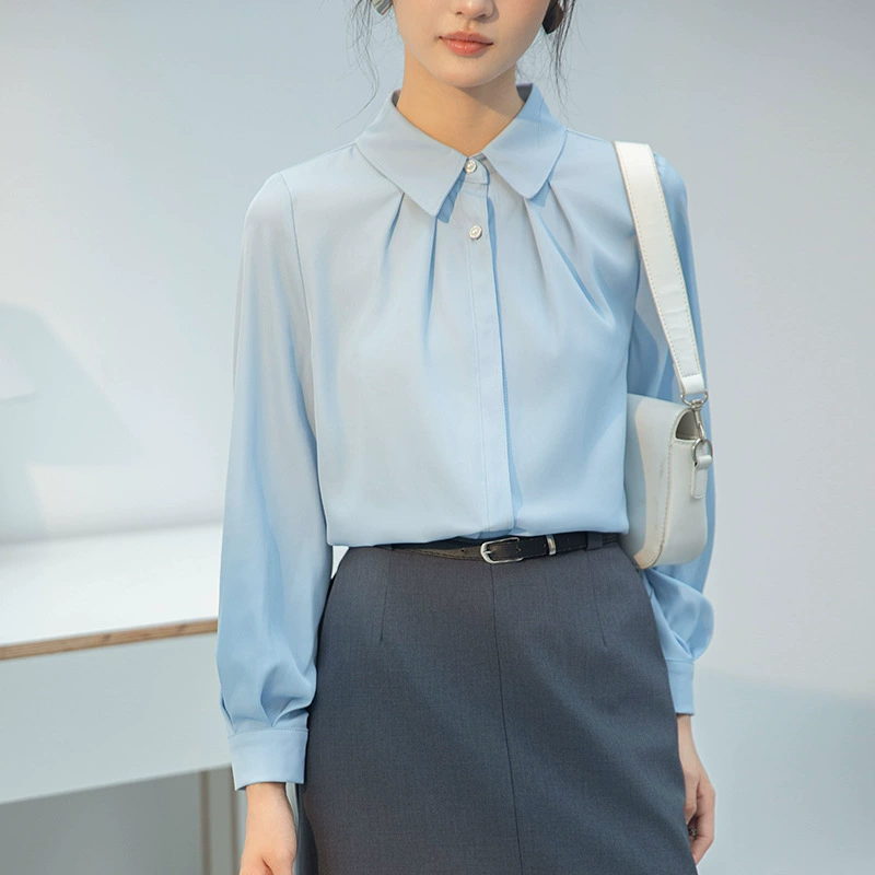 2024 Реальный выстрел во французском стиле с длинными рукавами белая рубашка осень новая поездка на работу